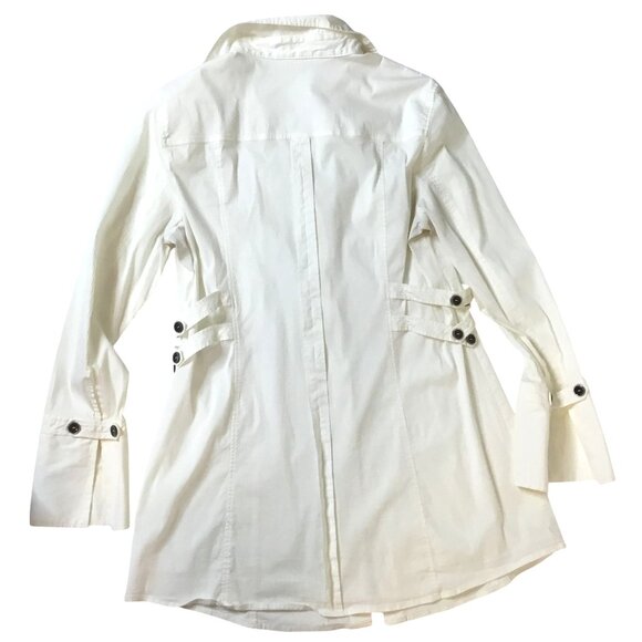MARC CAIN Women White Sculptural Tunic Shirt Dress Jacket Tailored Minimalist M - Picture 9 of 13